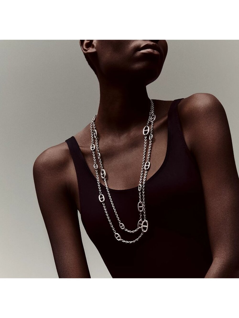 HERMES Sterling Silver Farandole Chaine D'Ancre 160 Cm Necklace